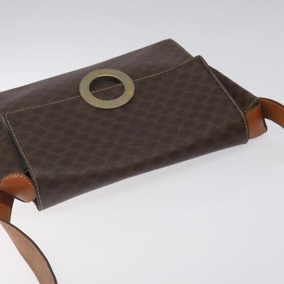 CELINE Macadam Canvas Circle Shoulder Bag Pvc Leather Brown Gold - Picture 6 of 13